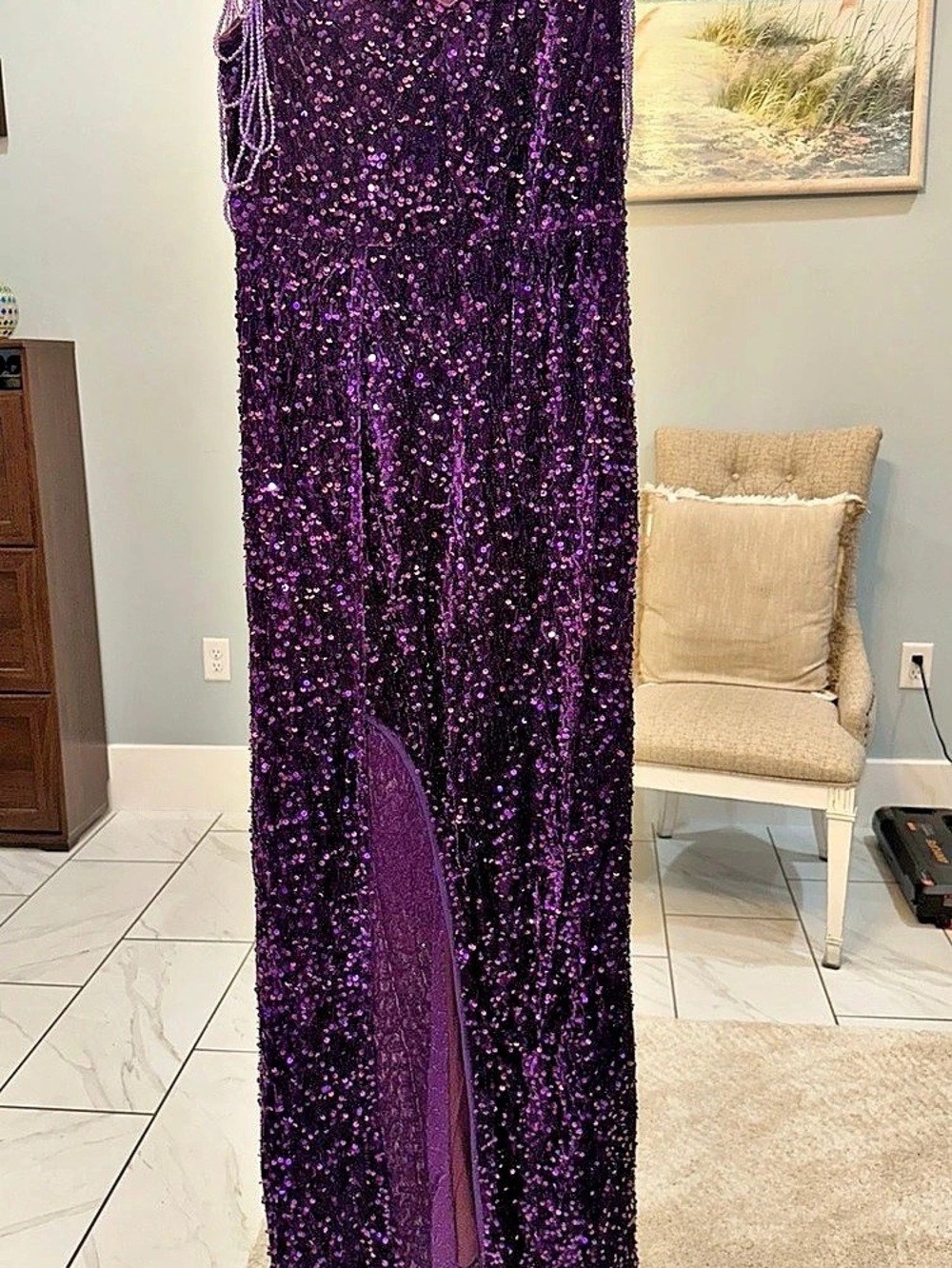 COTOLIURA Purple Sequin Maxi Dress Size Medium NWT